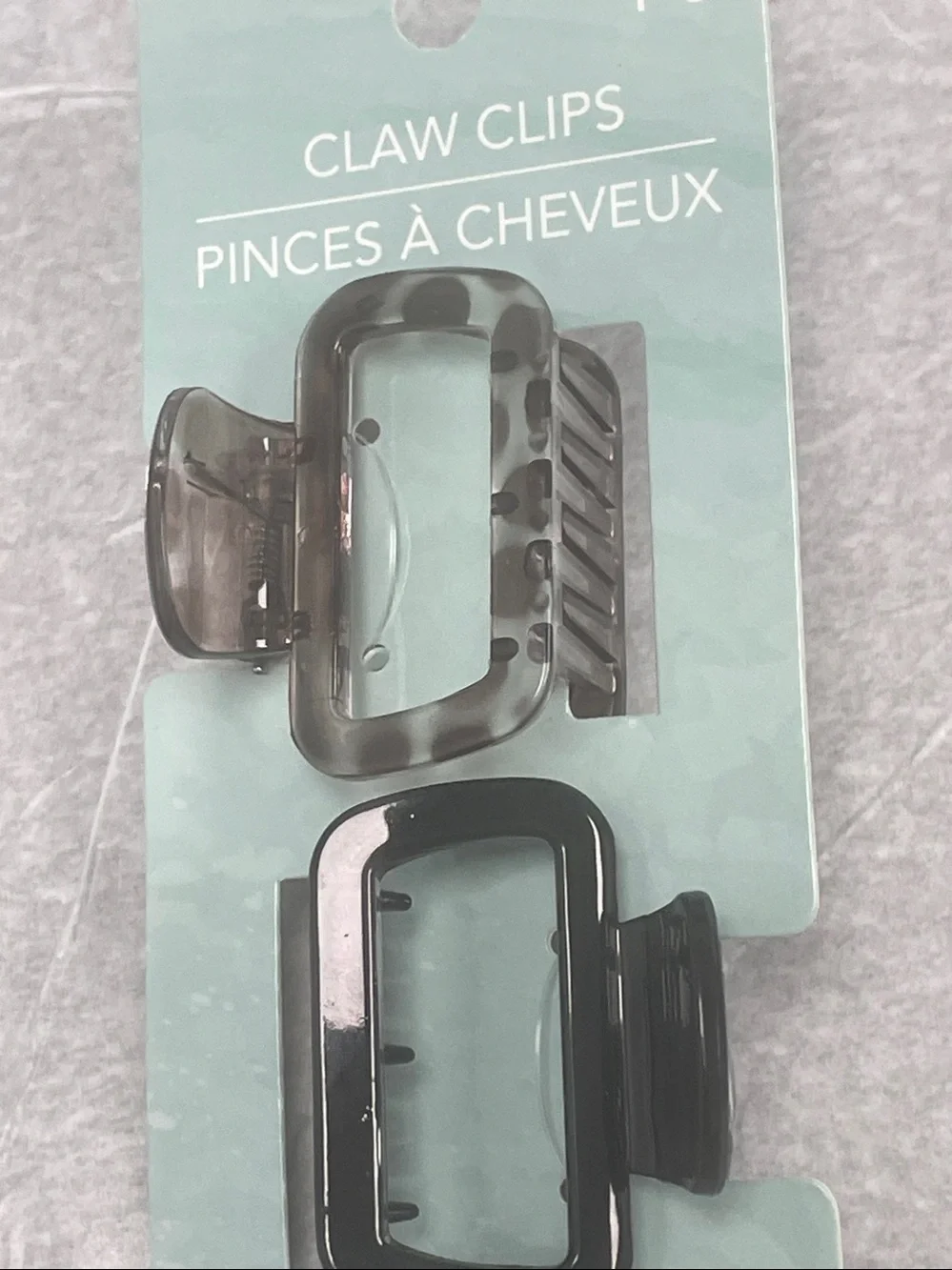Rectangle Claw Hair Clips - Black & Smoky Translucent